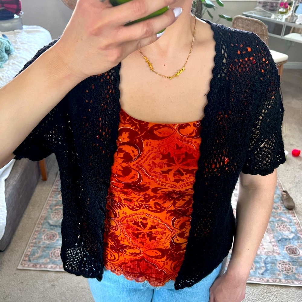 Black crochet shirt
